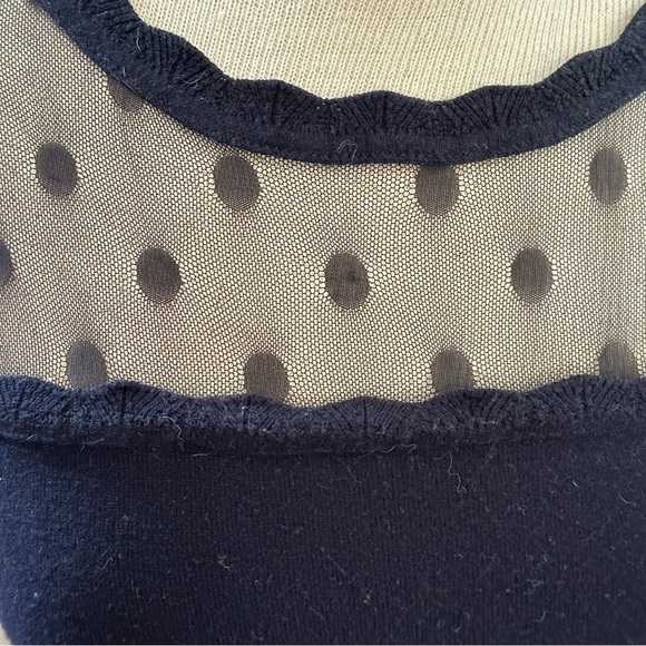 Anthropologie Knitted and Knotted polka dot mesh sweater Navey - Picture 10 of 16